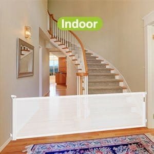 SPY KIDS Retractable Dog Gate - Mesh Safety Gate for Babies & Pets | Extra Wide 300cm | 86cm Height | White
