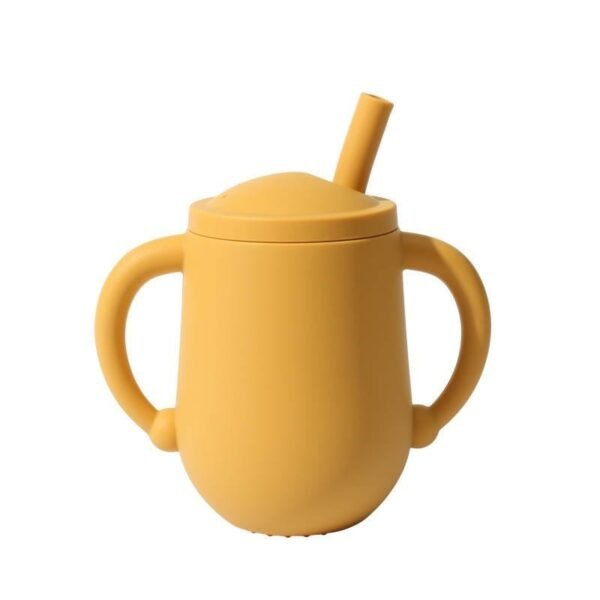 SPY KIDS® Mini Cup + Straw - BPA-Free Silicone Sipper for Baby & Toddler | Anti-Spill, Soft Straw, Lid & Brush | Ideal for Infants & Kids 6+ Months - Bold Yellow