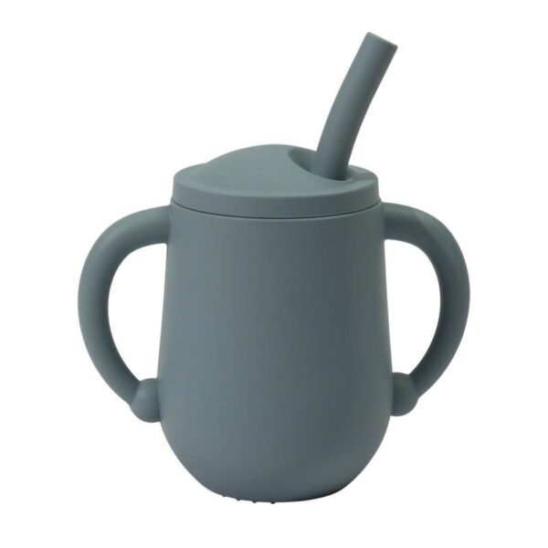 SPY KIDS® Mini Cup + Straw - BPA-Free Silicone Sipper for Baby & Toddler | Anti-Spill, Soft Straw, Lid & Brush | Ideal for Infants & Kids 6+ Months - Gray