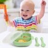 SPY KIDS® Silicone Baby Feeding Bowl with Lid - 3 Compartment Strong Suction Bowl, Spoon & Fork (Green)