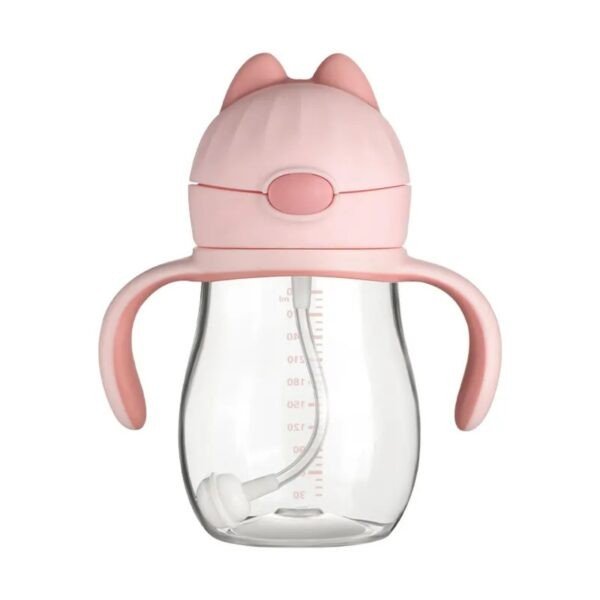 Little Lovelies Baby Sipper Cup - Bite Resistant Soft Silicone, Weighted Anti-Spill Straw, BPA-Free, with Handle, 6m+, 240ml, Leak-Proof Design | Soft Pink