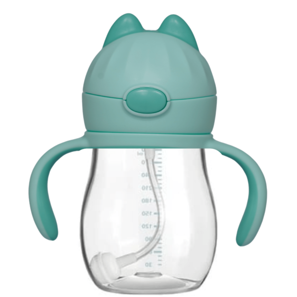 Little Lovelies Baby Sipper Cup - Bite Resistant Soft Silicone, Weighted Anti-Spill Straw, BPA-Free, with Handle, 6m+, 240ml, Leak-Proof Design | Neon Green