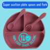 SPY KIDS® Silicone Strong Suction Plate with Spoon & Fork for Babies & Toddlers – 100% Food Grade, BPA-Free – Self-Feeding Set (24+ Months) - Rose Pink